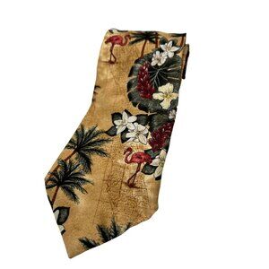 Tropicalo By Tango Silk Hawaiian Tie Neck Tie Flamingo Palm Trees 62" x 4"